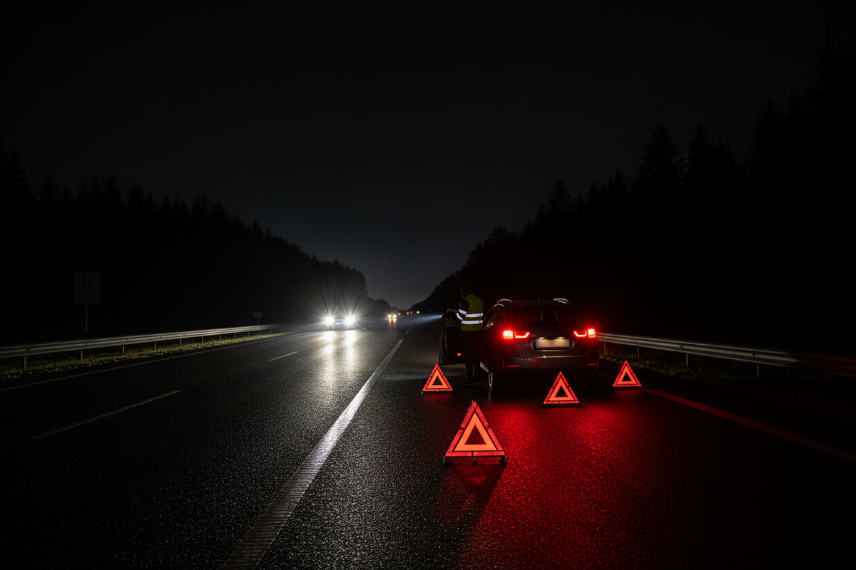 If Your Car Stops at Night, Being Seen Matters Just as Much as Seeing