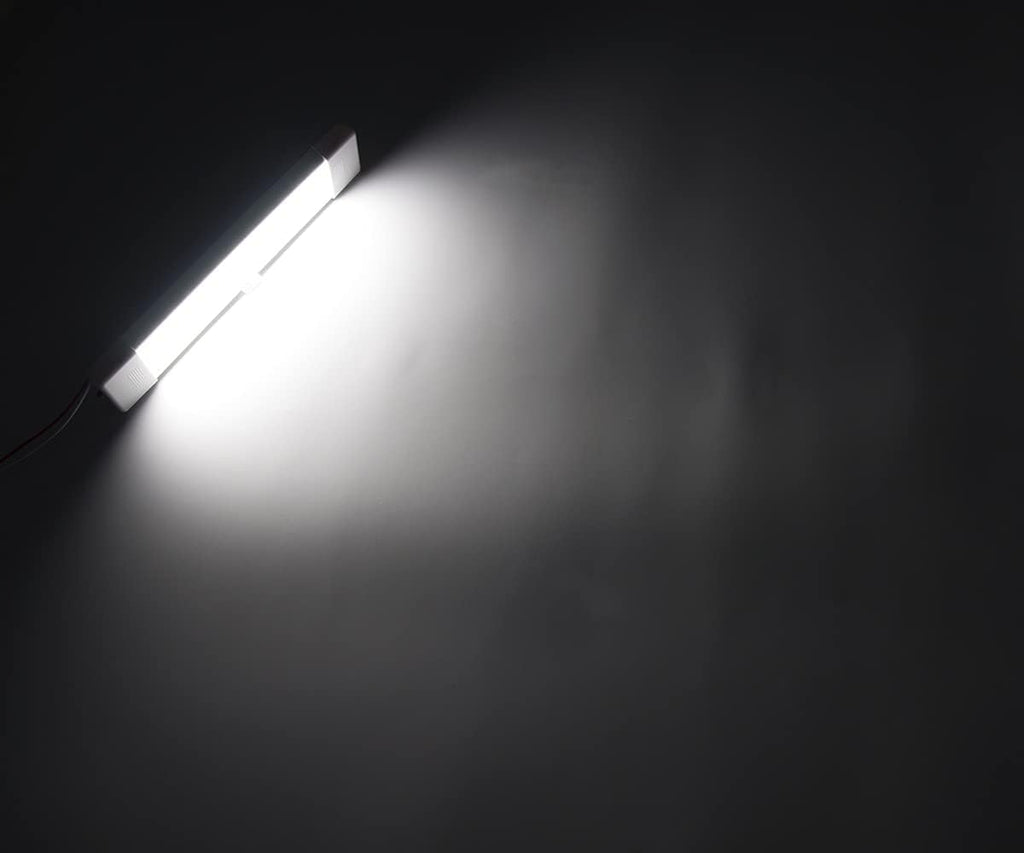 LED Interior Utility Light Fixture 10.6" x 2.6", High Lumen-Output Low Current Draw Energy Efficient, Frosted Lens 6000K Cool-White Even Diffused Beam, On/Off Rocker Switch 12V-24V DC, 1-Pack