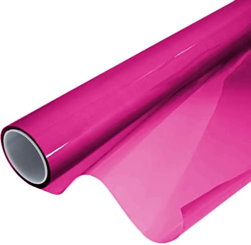 VViViD Extra-Wide Headlight Taillight Vinyl Tint Wrap 16 Inch x 48 Inch Roll Including Yellow Detailer Squeegee & 2X Black Felt Edge Decals (Pink)