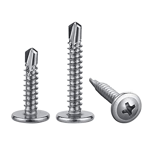 Wensilon（300pcs）#8×1/2”for Sheet Metal Self-Tapping Screws 410 Stainless Steel Truss Head High-Strength Quick Tapping Screws