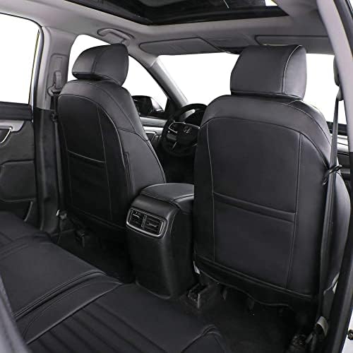 EKR Accord Seat Covers Full Set Custom for Honda Accord Base,EX-L,Touring 2014 2015 2016 2017 (Hybrid),Reat Row W/Solid Backrest & Armrest,Leather Seat Cover for Trucks,Automotive Seat Covers(Black)