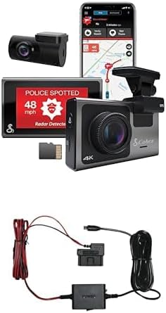 Cobra SC 400D Smart Dash Cam + Rear Cam and 2.5A OBDII Port to Micro-USB Hardwire Kit: Dual-View with UHD 4K Resolution, Built-in Wi-Fi & GPS, Live Alerts Through Drive Smarter App