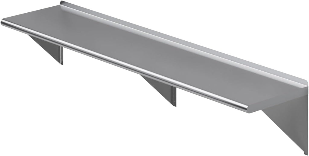 AmGood 72" Long X 16" Deep Stainless Steel Wall Shelf | NSF Certified | Appliance & Equipment Metal Shelving | Kitchen, Restaurant, Garage, Laundry, Utility Room