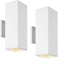harriet Porch Lights Outdoor Modern - IP64 Waterproof Aluminum and Tempered Glass Cover, 13" Rectangular Up/Down Wall Sconce for Porch, Garage & Patio, Exterior Lighting, White, 2 Pack