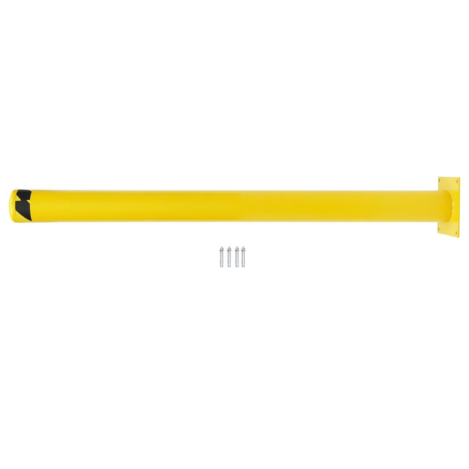 Safety Bollard Post 60'' Height Bollard Post Yellow Steel Pipe Parking Barrier with 4 Anchor Bolts for Driveway Traffic Control, Garage & Parking Lot (1, 60'' H x 4.5'' D)