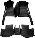 Customized Personalized Car Mats - All Weather Men's and Women's Floor mats Suitable for 99% of vehiclesPads Protection Non-Slip Leather Floor Liners (Black Rice Stripe)