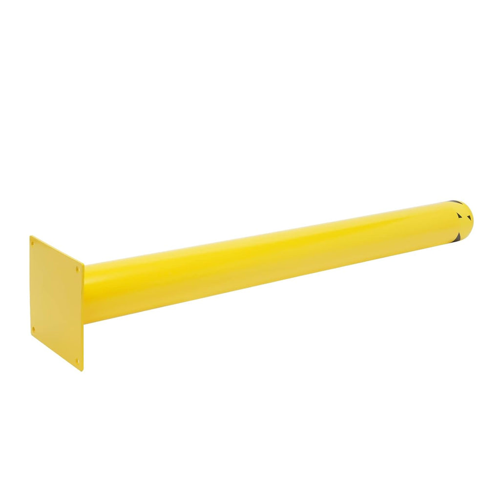 Safety Bollard Post 48'' Height Bollard Post Yellow Steel Pipe Parking Barrier with 8 Anchor Bolts for Driveway Traffic Control, Garage & Parking Lot (2, 48'' H x 4.5'' D)