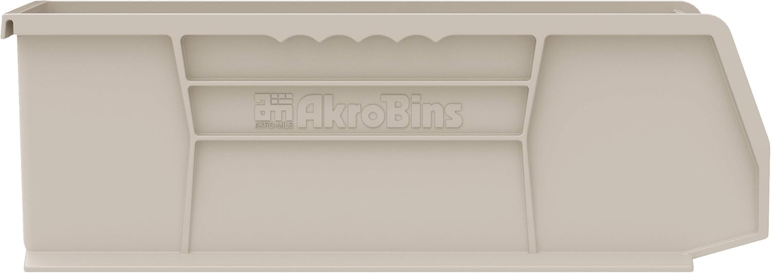 Akro-Mils 30234 AkroBins Plastic Storage Bins, Space-Saving Stackable Bins for Garage, Pantry, Craft Organization, 15-" x 5-" x 5-", Clear, 12-Pack