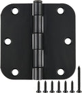 2 Pack Rounded Matte Black Door Hinges 3.5 Inch Interior Room Hardware 3 1/2" 5/8 Radius Apartment Cottage Flat Bungalow Mobile Home Skyscraper Indoor Hinge for Doors Use Renovate Bedroom Kitchen