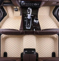 Add Personal Touch to Your Vehicle with IMEISH Customizable Logo Text Car Mats for 99% of vehiclesPads Protection Non-Slip Leather Floor Liners (Beige)