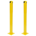 Safety Bollard Post 48'' Height Bollard Post Yellow Steel Pipe Parking Barrier with 8 Anchor Bolts for Driveway Traffic Control, Garage & Parking Lot (2, 48'' H x 4.5'' D)