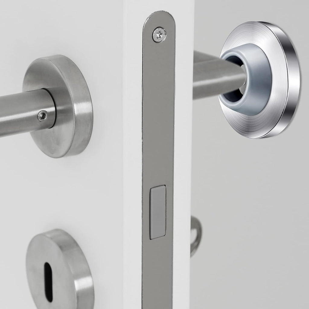 Blulu Concave Wall Door Stopper Door Bumper Stainless Steel Wall Protector Flush Bumper with Grey Rubber Concave Knob Cover Stopper(Silver,4 Pieces)