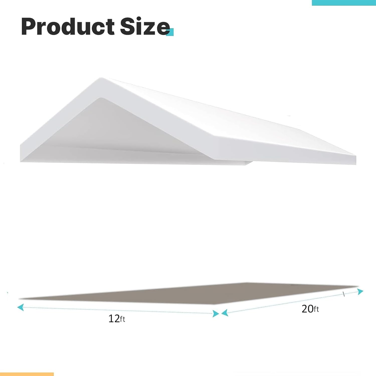 Carport Replacement Canopy Cover for 12 x 20 feet Car Tent Top Garage Shelter Cover Tarp with Ball Bungees (Only Top Cover, Frame Not Include (12 x 20', White)