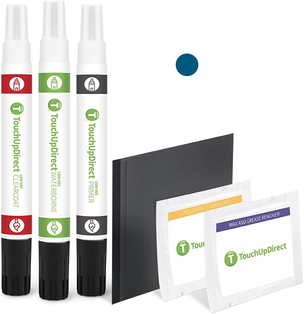 TouchUpDirect 8X7 Electric Storm Blue Compatible with Toyota Exact Match Touch Up Paint Combo - Platinum Kit