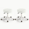 Small Chair Round Rolling Stool with Wheels PU Leather Height Adjustable Swivel Drafting Work SPA Salon Stools Home Office Chair