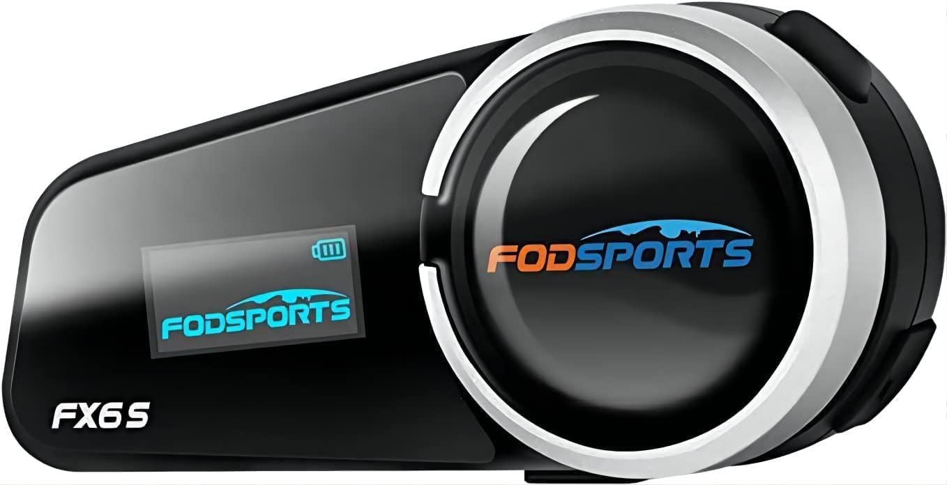 Fodsports FX6S Motorcycle Helmet Bluetooth, 1000m Motorbike Intercom Bluetooth, 6-Way Motorcycle Helmet Communication System/Voice Dial/Universal Pairing/FM Radio (1 Pack FX6S with LED)