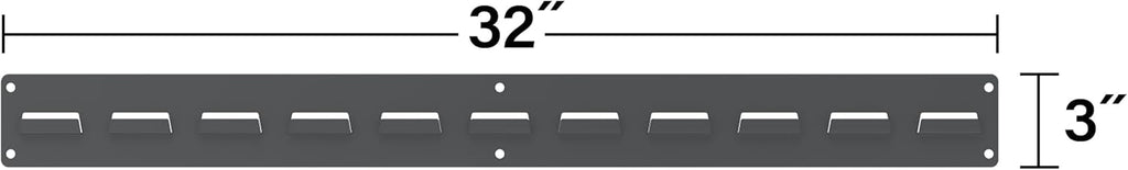Akro-Mils 30632 Heavy Duty Wall Mount Garage Storage Steel Louvered Rail | Wall Storage Bin Hanging Organizer System for AkroBins, 32-Inch W x 3-Inch H, 2-Pack, Grey