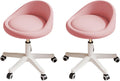 Rolling Stool Set of 2 Rolling Hydraulic Salon Stool with Low Backrest - Adjustable Swivel Chair for SPA, Shop, Salon, Massage, or Medical Office Pink