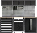 JZD Metal Garage Tool Cabinet Set System with Wooden Tabletop, for Workshop Auto Repair Shop, Wall Mounting Not Necessary