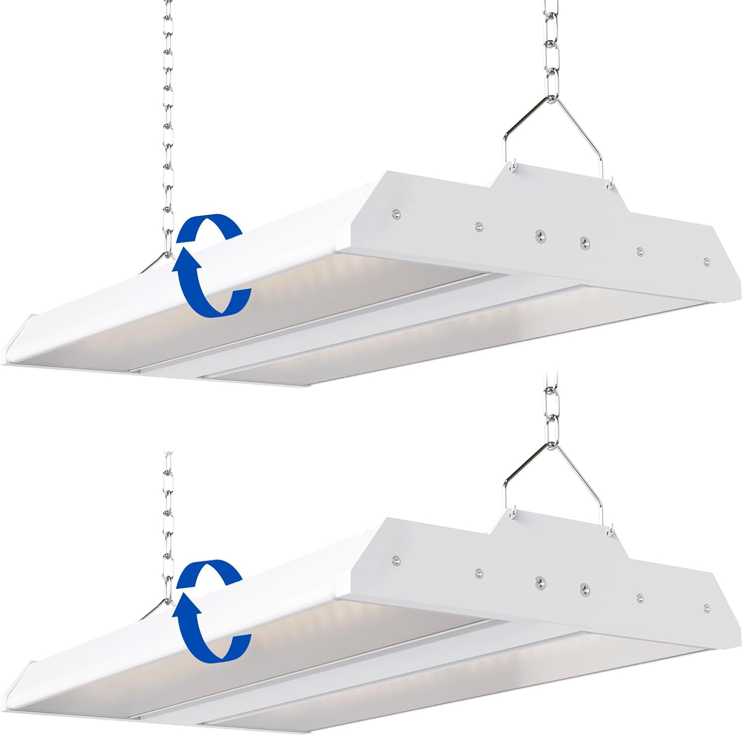 JTT LED Linear High Bay Light, 5000K Daylight 150W 21000LM Shop Light Commercial 360° Adjustable Tilt Hanging LED High Bay Shop Lighting Fixtures for Garage Warehouse Workshop Store, ETL 2-Pack