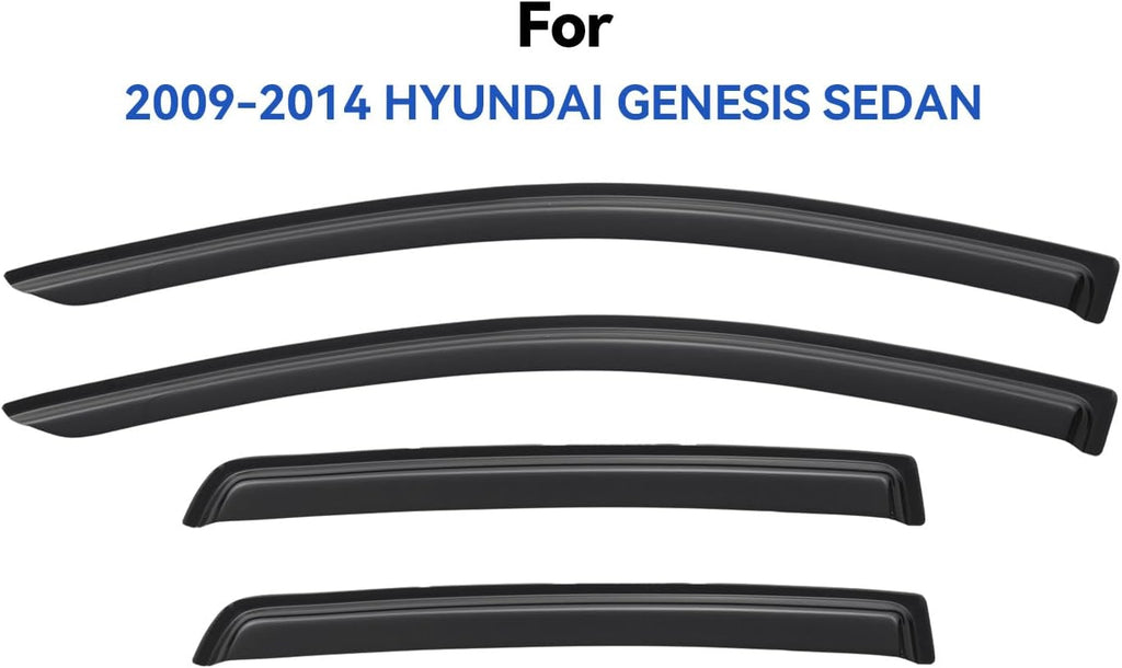 Window Visors Rain Guards for 2009-2014 Hyundai Genesis Sedan, Out-Channel Window Vent Wind Deflectors Visors Shades for 09-14 Hyundai Genesis