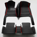 Custom Artificial Leather Waterproof All-Weather Car Floor Mats Fit for 99% Sedan SUV Sports Car Vehicle Car Mat (Black red bar)