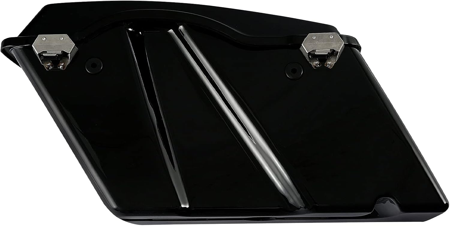 XFMT Motorcycle Vivid Black Hard Saddlebags Saddle Bags Trunk W/Lids & Black Latches For Harley Touring Road King Street Glide Road Glide Electra Glide 1994-2013