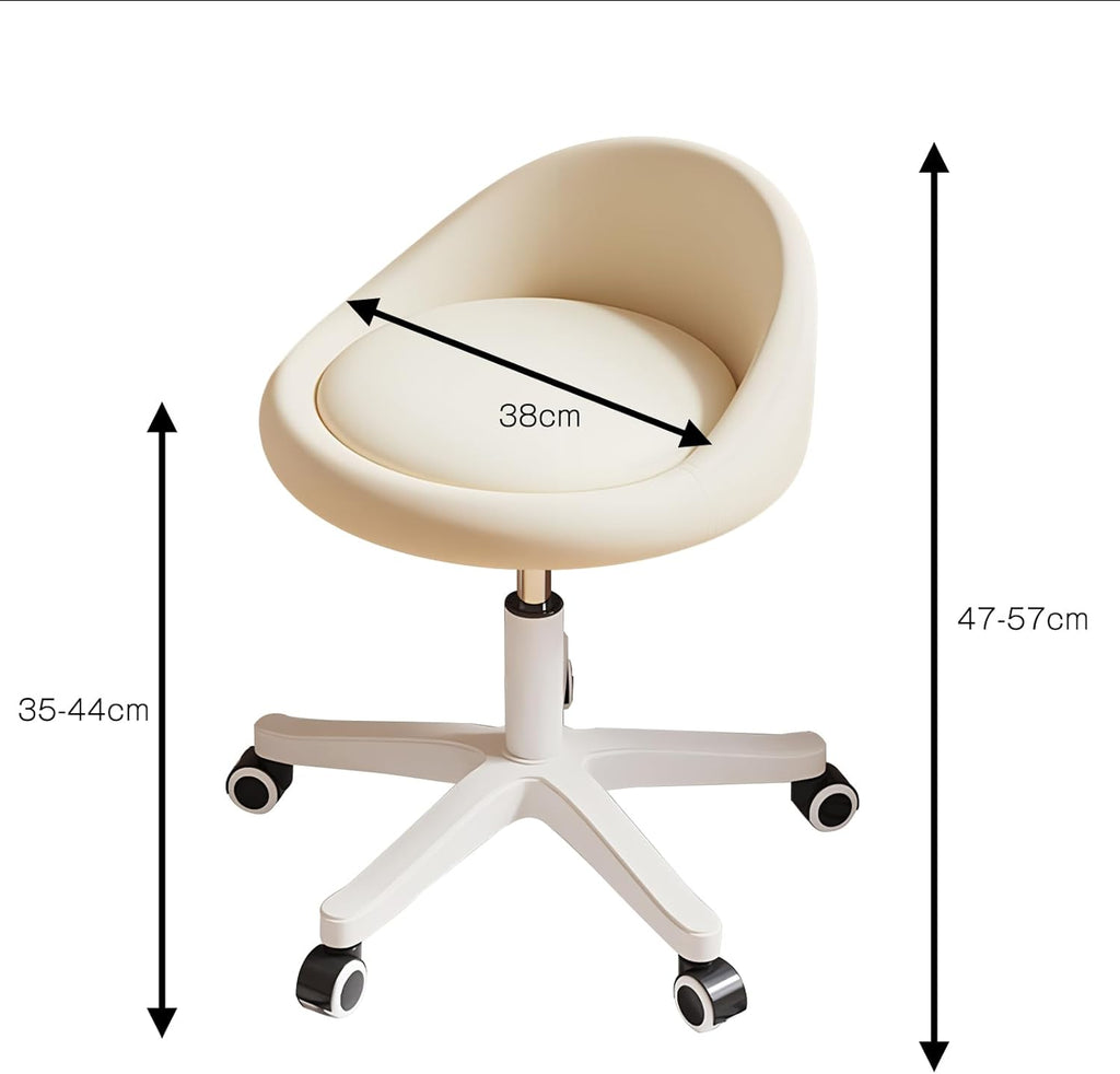 Rolling Stool Set of 6 Rolling Hydraulic Salon Stool with Low Backrest - Adjustable Swivel Chair for SPA, Shop, Salon, Massage, or Medical Office Beige