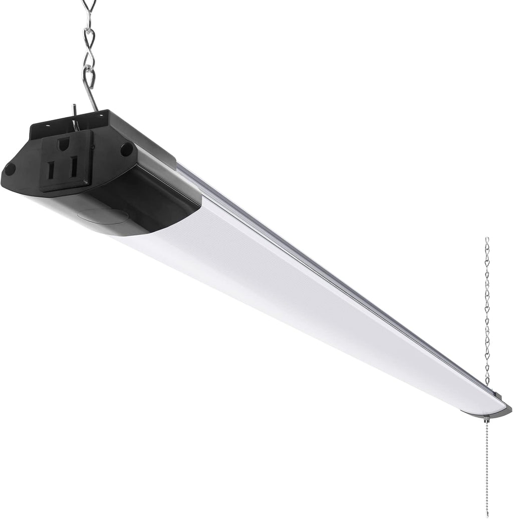 Barrina LED Shop Light for Garage, 10000LM, 84W, 4FT, 5000K Linkable Light Fixture for Workshop, Basement, Hanging or Flush Mount, Heat Dissipation with Pull Chain Switch, ETL,1 Pack