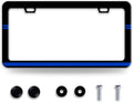 Thin Blue Line License Plate Frame Patriotic License Plate Frames Funny Stainless Steel Accessories Cars Decor with 2 Holes and Screws Fits Standard Us Ca Vehicles License Plate Holder 12.2 X 6 Inch