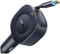 Baseus Ultra-Mini Retractable Car Charger USB C, 60W Fast Charging Car Charger with Retractable USB C Cable for iPhone 16 15 14 Pro Max, Samsung Galaxy S25 Ultra, Android, iPad, AirPods