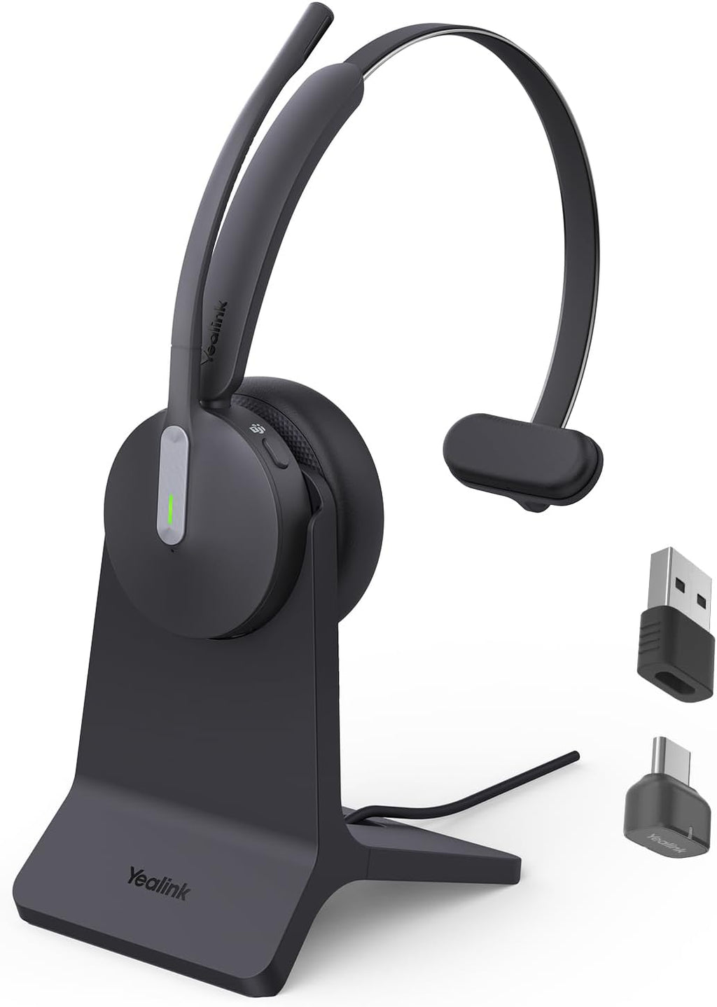 Yealink BH70 with Stand Wireless Bluetooth Headset with Microphone for Work, up to 35h Talking Battery Life, 3 Noise Cancellation Mics, Teams Certified, ≤90min Fast Charging, NO Power Adapter Needed