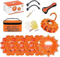 LED Road Flares 6Pack Roadside Emergency car kit Emergency Road Flares Kit with Magnetic Base for Vehicles & Boat | 9 Flash Modes(with Batteries) (6 Part Rechargeable)