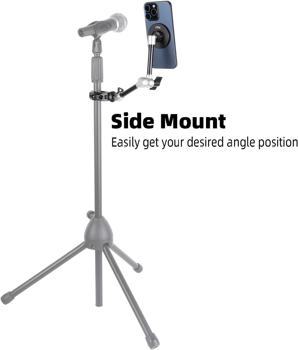 All-Metal Magnetic Phone Holder with Super Clamp&10″ Long Arm for Magsafe, Adjustable Rear View Mirror Phone Holder Mount for Car/Truck/Handlebar, Compatible with iPhone 16 15 14 13 12 Series
