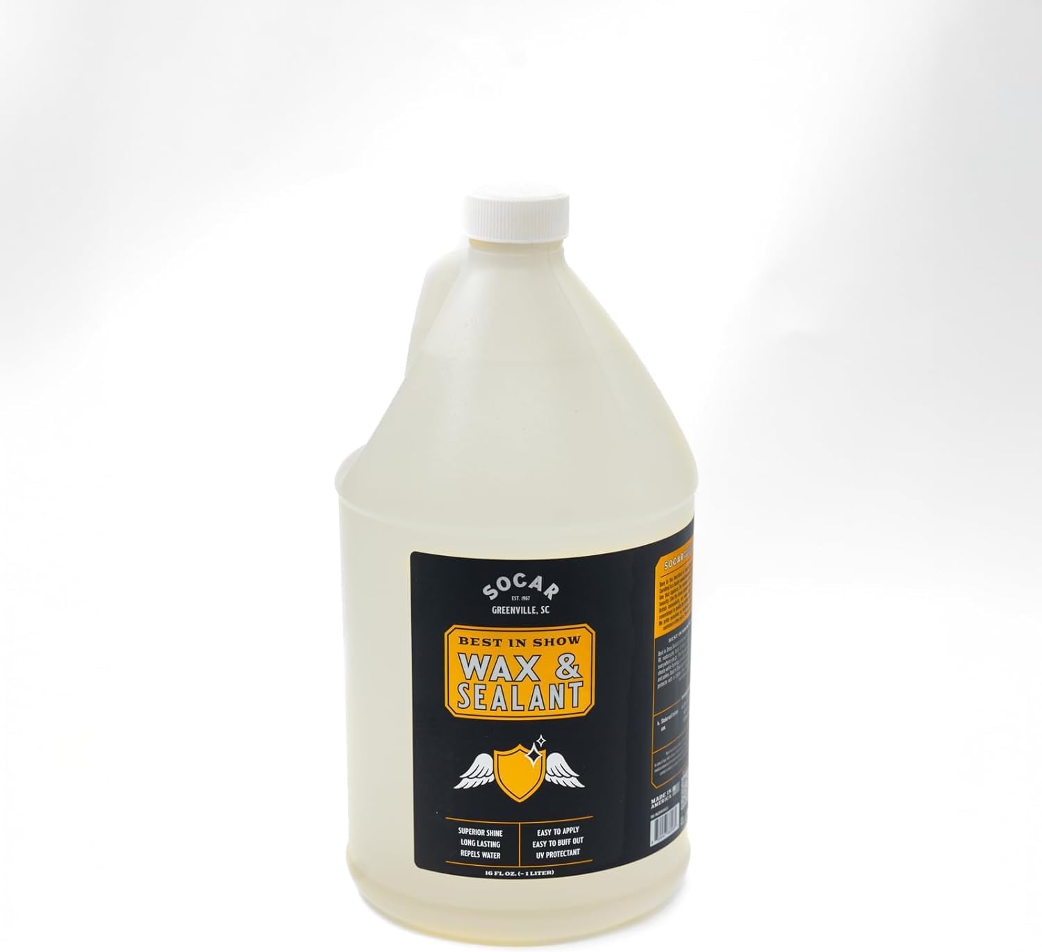 Socar Best-in-Show Car Wax and Sealant, UV Protectant. Hybrid Ceramic, Professionnal Grade for Cars, SUV, Trucks, RV, Motorcycles, Boats (1 Gallon (128 fl. oz.))