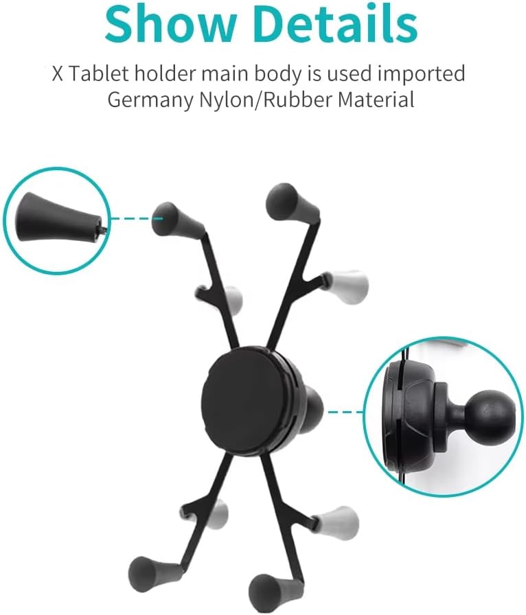 Strg Tablet Mount with Drill Round Base Mount for All 6" iPad/Samsung Tablets, Spring-Loaded Tablet Holder Great for Cars, Commercial Vehicles, Trucks, and Wall Mounting etc