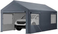 12X20 Ft Heavy Duty Carport Canopy, Portable Garage, Car Tents, Easy to Assemble, Reinforced Structure, with Hanging Edge, Applicable to Car, Bike, Boat, Party (Gray)