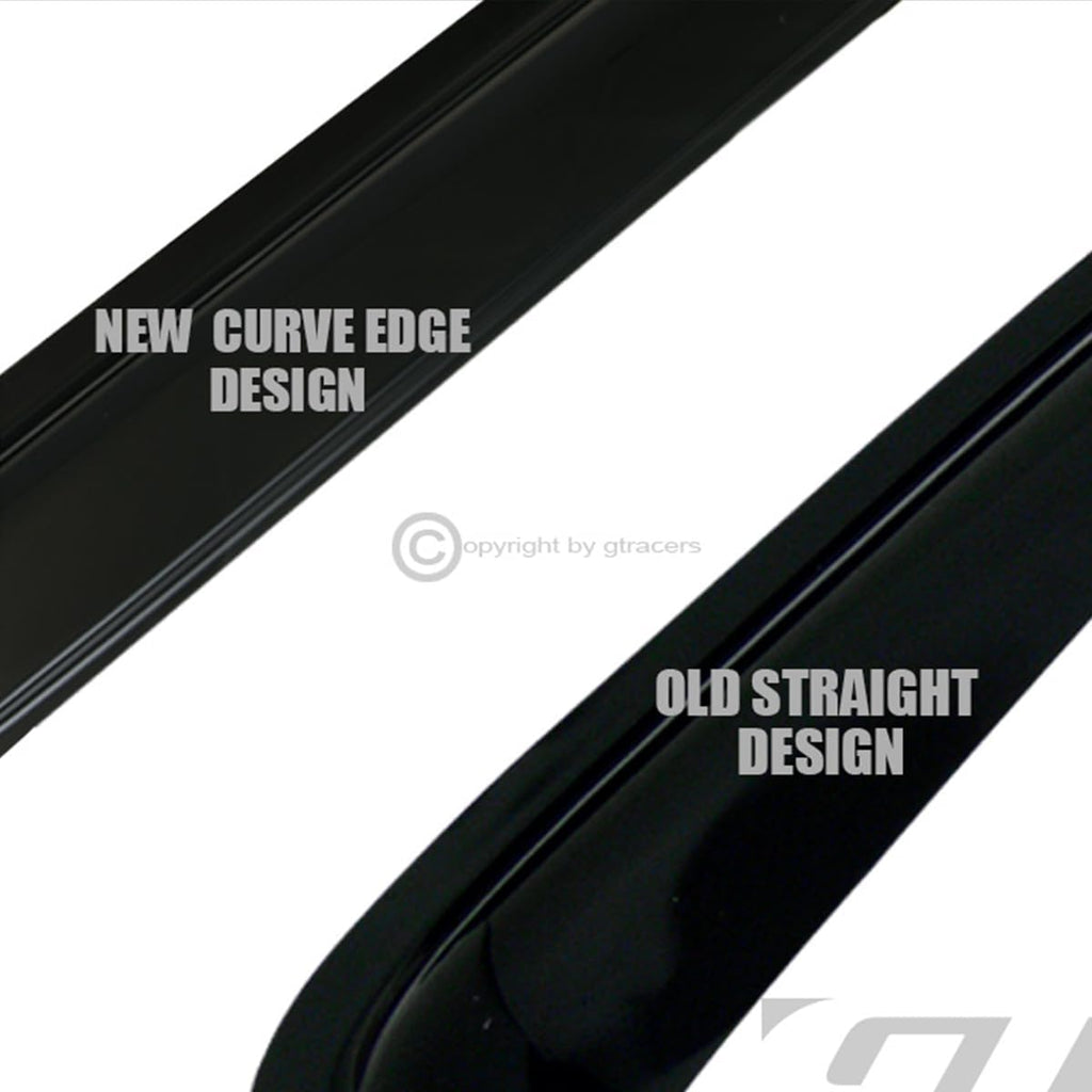 4pcs Front Rear Window Deflector Sun/Rain/Wind Guards Smoke Window Visors 07-13 Compatible with Chevy Silverado/GMC Sierra 1500/2500 HD/3500 HD Extended Cab