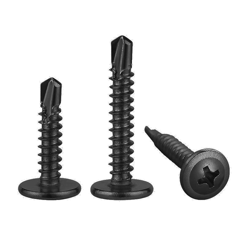 (300 pcs) Wensilon #10×5/8” for Sheet Metal Self-Tapping Screws 410 Black Stainless Steel Truss Head High-Strength Quick Tapping