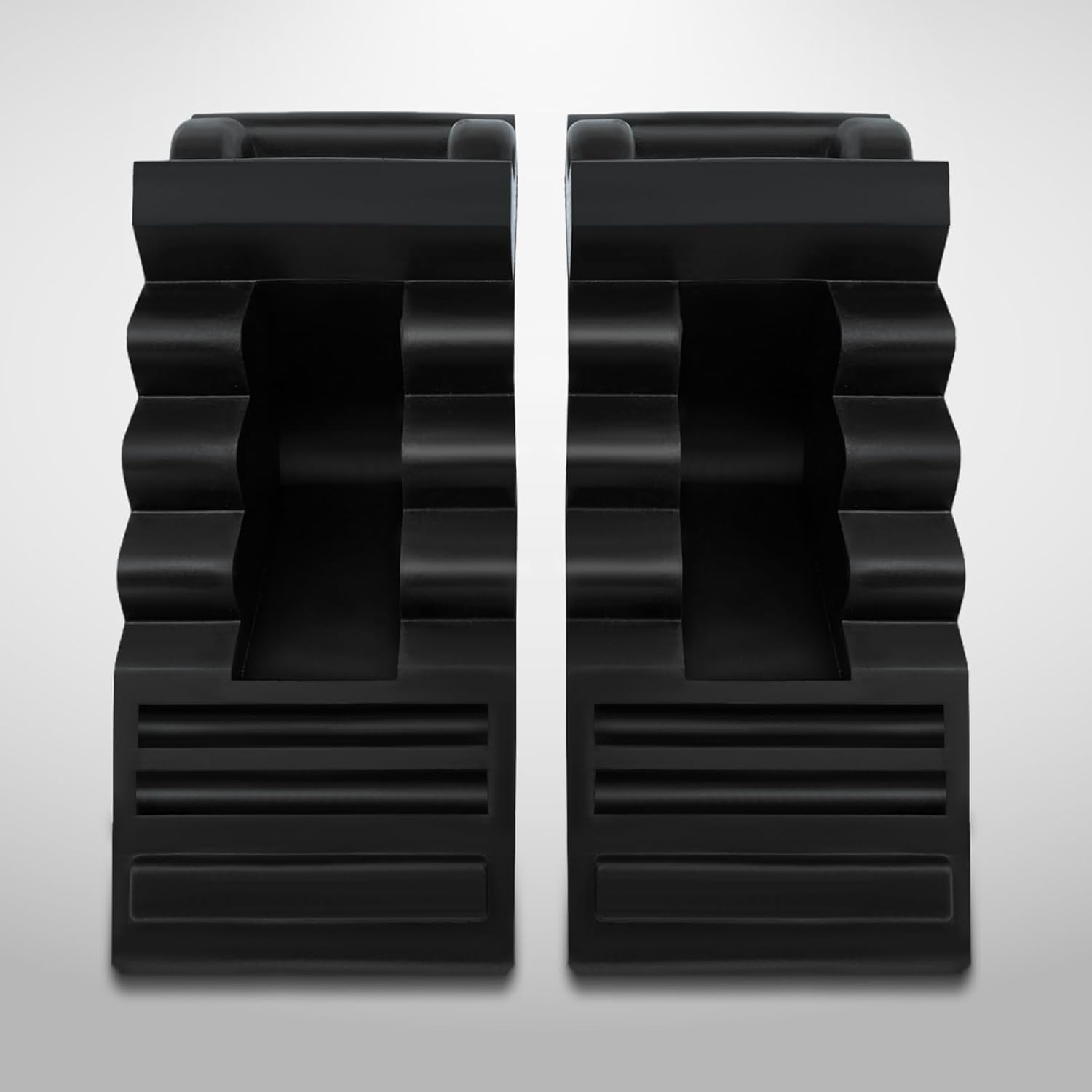 ROBLOCK Solid Rubber Wheel Chocks Heavy Duty Trailer Chock, G.V.W. Up to 4T, 2 Pack Black, 8.6" L x 3.7 W x 4.7" H for Car, Travel Trailers, RV, Truck, and ATV, for All Weather Use