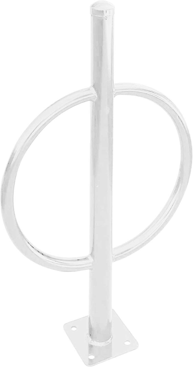 Sandbaggy Post and Ring Bike Rack - Commercial Bike Racks - Galvanized Steel - Anti-Theft Design - In Ground, Apartments, Sidewalks, Industrial (White, 1)