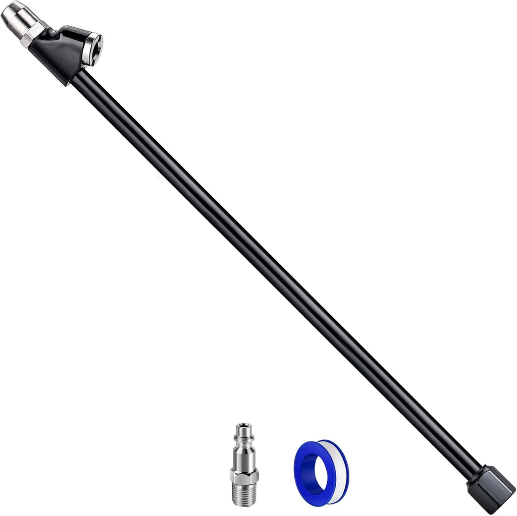 13'' Dual Head Air Chuck Set, Heavy Duty Extended Reach Tire Chuck w/Quick Plug for Semi Tire Inflation, 1/4" FNPT Straight Lock On Tire Inflate Chuck for Air Compressor Semi Truck RV Dually Tires