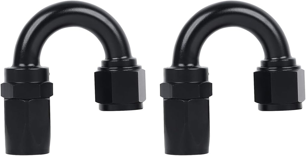 LokoCar 10AN Hose End Fitting 180 Degree Swivel For CPE Braided Hose Black 2Pcs