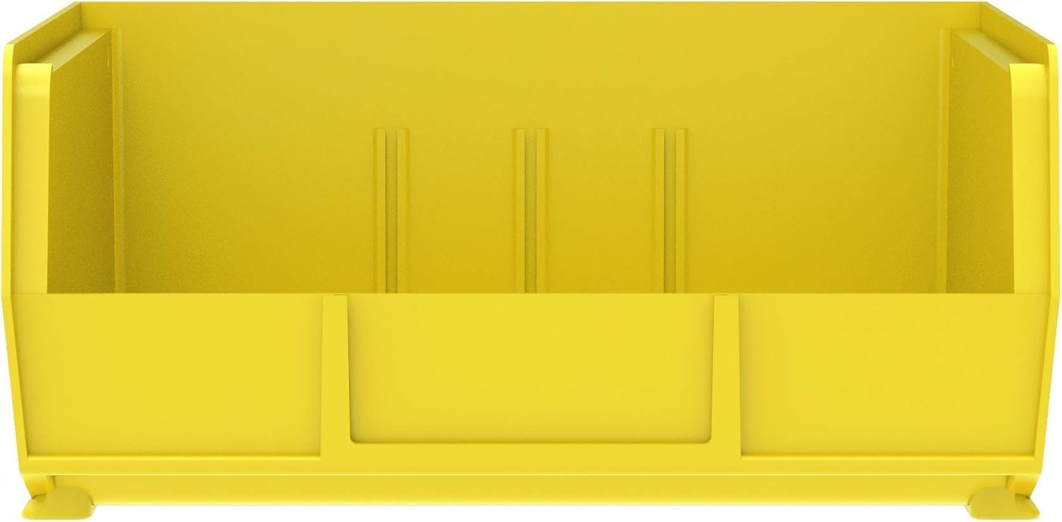 Akro-Mils 30235 AkroBins Plastic Storage Bins, Space-Saving Stackable Bins for Garage, Pantry, Craft Organization, 11-" x 11-" x 5-", Yellow, 6-Pack