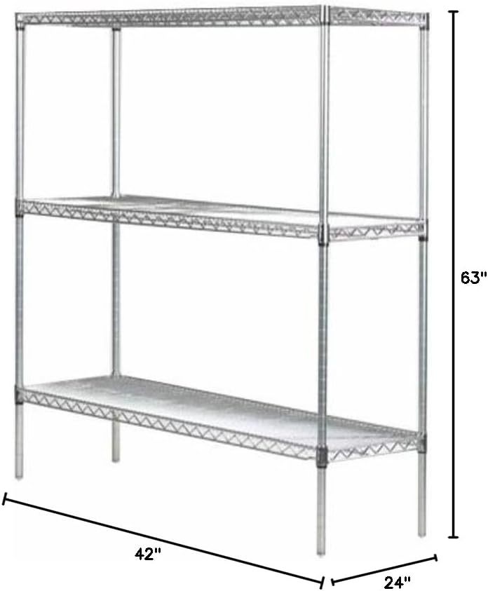Omega 24" Deep x 42" Wide x 63" High 3 Tier Chrome Starter Shelving Unit