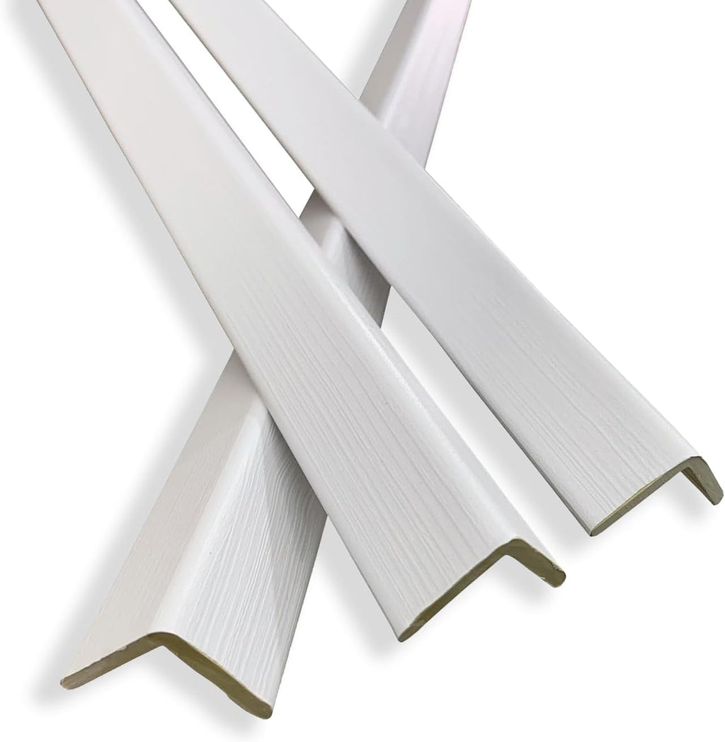 6 Pcs 49" Wall Corner Protector Trim, White Wood Grain Edge Strip for Door and Window Frames Mirror Trim Backsplash Tile Edge (White)