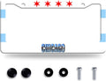 Chicago Flag License Plate Frame City Theme License Plate Stainless Steel Parts Funny License Plate Decorative with Screws Size 12.3" x 6.3" Men Women
