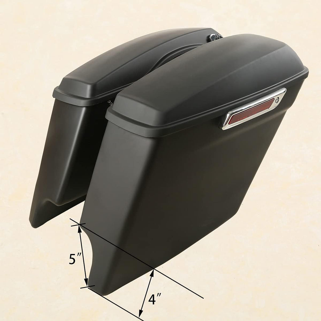 XFMT Matte Black 5" Stretched Extended Saddlebags Hard Saddle Bags W/Chrome Conversion Bracket For Harley Softail Heritage Deluxe 1984-2017