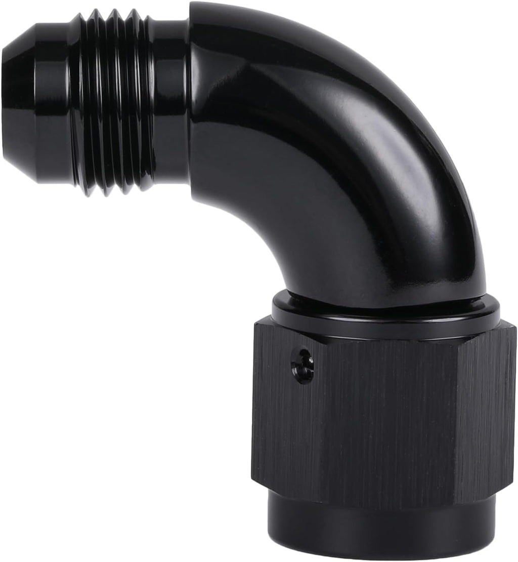 90 Degree 6AN Male to 6AN Female Swivel Full Flow Fitting Adapter Coupler Aluminum Black