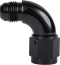 90 Degree 6AN Male to 6AN Female Swivel Full Flow Fitting Adapter Coupler Aluminum Black